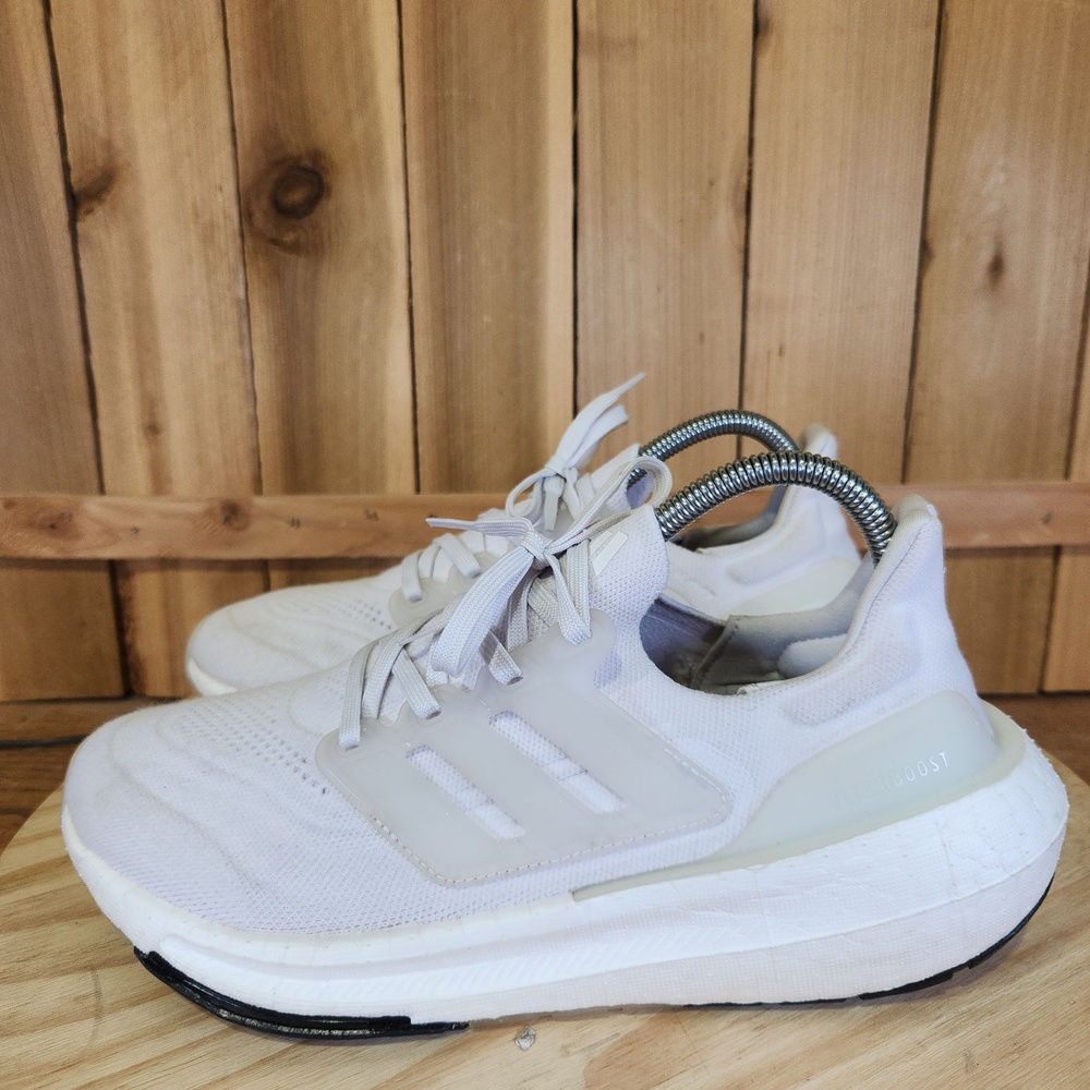 Adidas UltraBoost Shoes Mens 7 Triple White Knit Running Athletic Sneakers